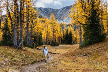 A hiker on the Frosty Mountain Trail