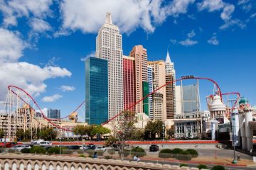 Roller coaster outside of New York-New York Hotel, Las Vegas